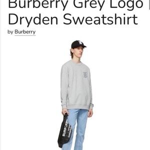 Burberry Men’s Grey TB Monogram Dryden Crewneck Sweatshirt XS. COA Attached.